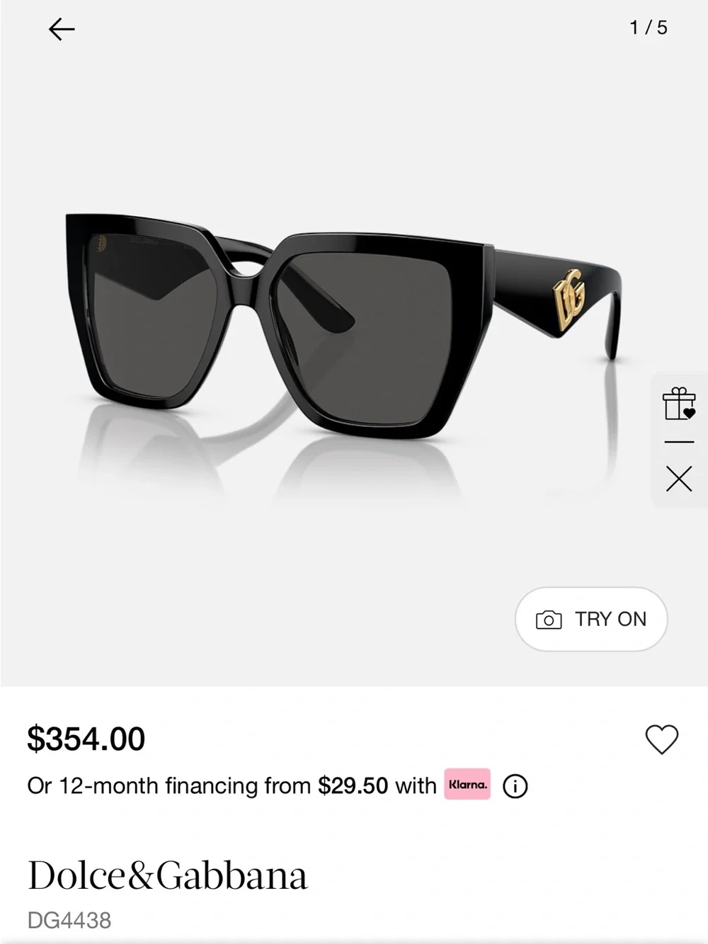 Dolce & Gabbana Black Cat-Eye Sunglasses with Branded Case NWT never worn